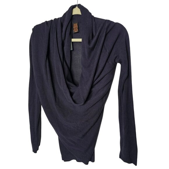 Renee C. Women's Navy Long sleeve Sweater Wrap, Size S-M - Picture 7 of 14